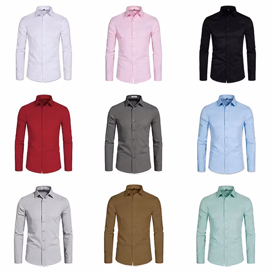 Wholesale Business Work Office Casual Shirts Cheap Long Sleeve Casual Plus Size Social Formal Dress Shirts for Mens