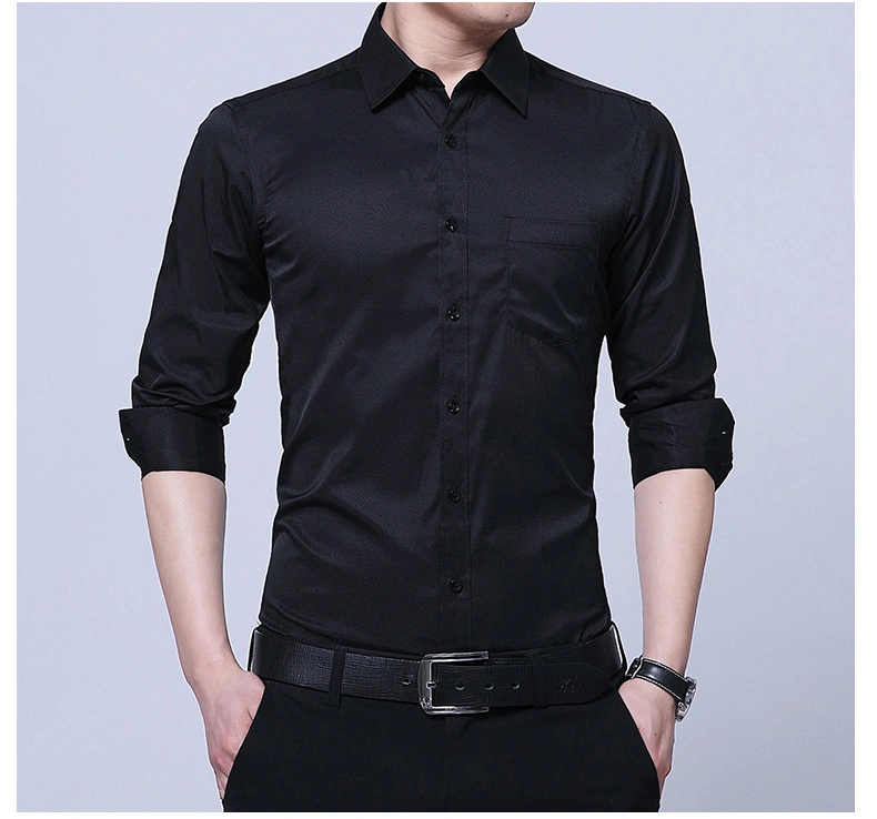 2023 Wholesale Custom Mens Long Sleeve 100% Cotton Casual Formal Office Custom Logo Mens Shirt