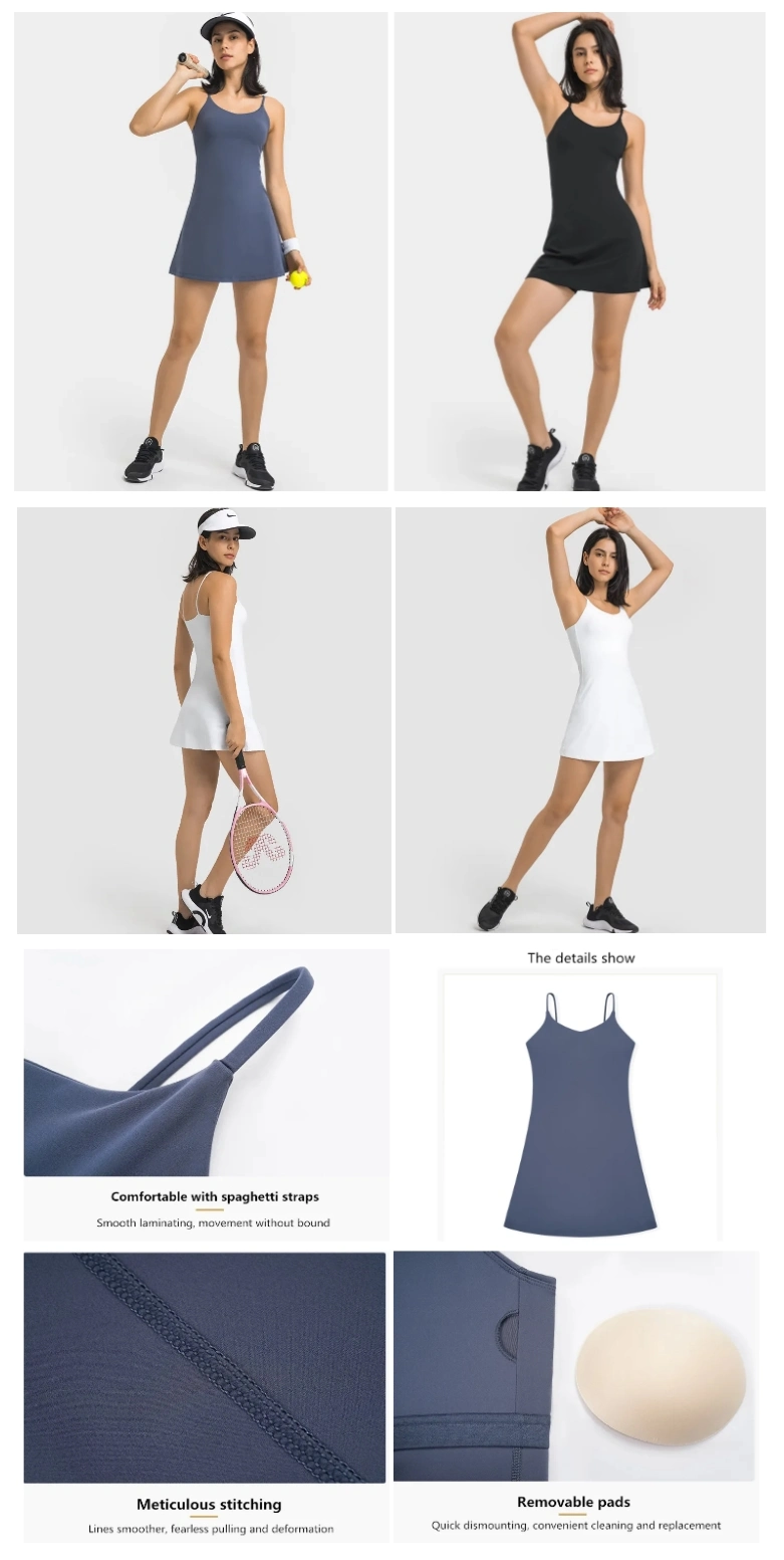 Xsunwing Wholesale Sweat Suits Private Label Women One-Piece Shapewear Tennis Dress Yoga Fitness Breathable Casual Golf Sports Short Skirt