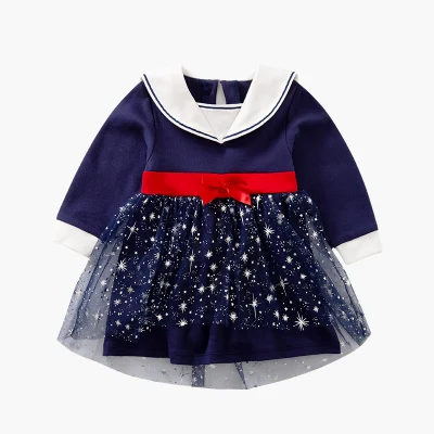 Baby-Mädchen-Kleid 2020 im neuen Stil, Prinzessinnen-Stil mit langen Ärmeln für Frühling oder Herbst