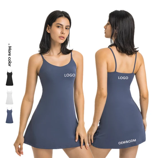 Xsunwing Großhandel Schweißanzüge Private Label Frauen Einteilige Shapewear Tennis Kleid Yoga Fitness Atmungsaktive Casual Golf Sport Kurzen Rock