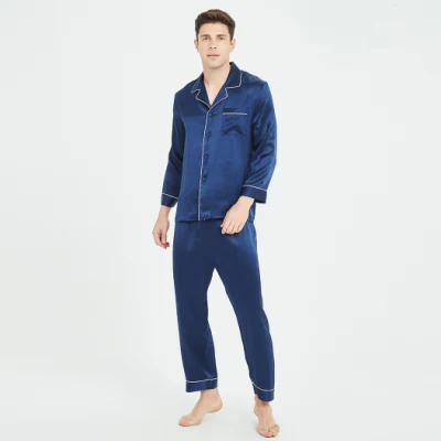 Satin-Pyjama-Set für Herren mit individuellem Logo, Nachtwäsche, Loungewear-Pyjama-Set